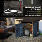 28.5" Outdoor 50,000 BTU Wicker Fire Table w/ Glass Wind Guard, Volcanic Rock, Grey