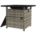28.5" Outdoor 50,000 BTU Wicker Fire Table w/ Glass Wind Guard, Volcanic Rock, Grey