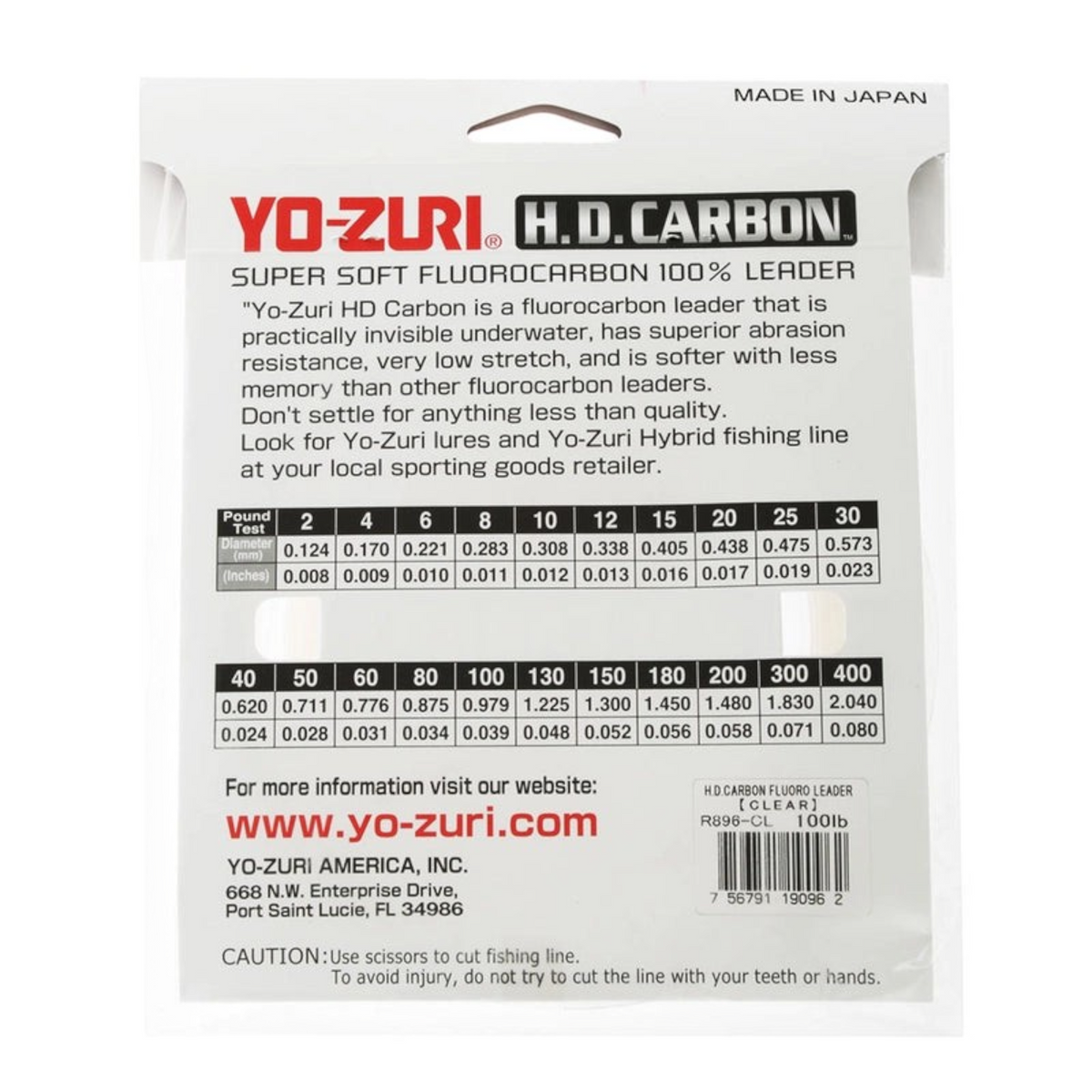 Yo-Zuri H.D. Carbon Fluorocarbon Leader Clear