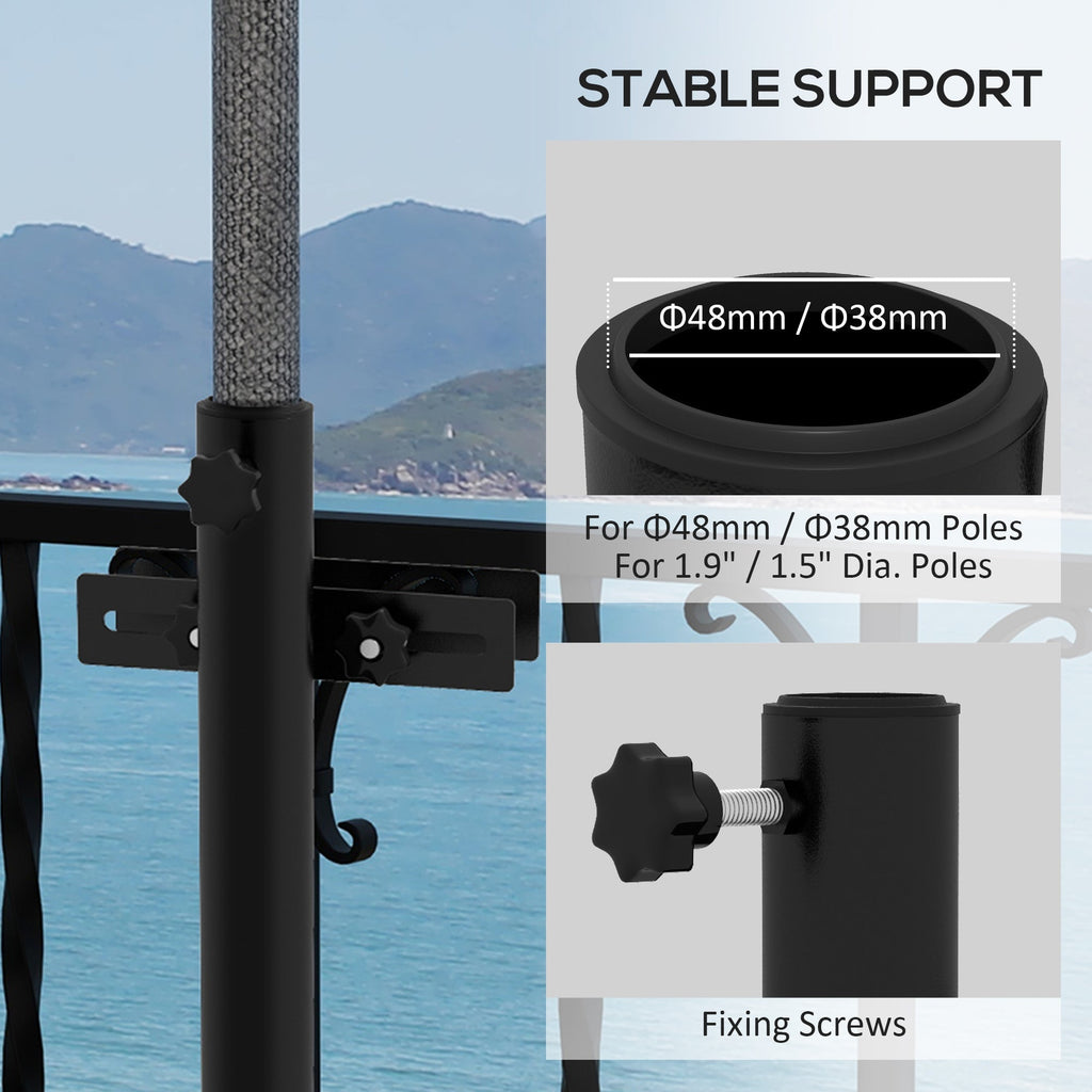 Adjustable Patio Umbrella Holder for Railings/Balcony, Black