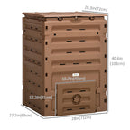 120 Gallon Compost Bin with 80 Vents & 2 Doors, Brown