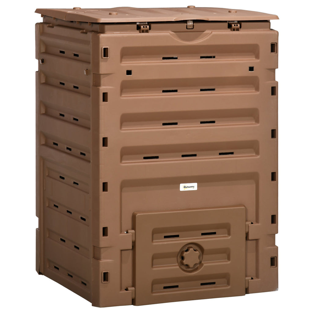 120 Gallon Compost Bin with 80 Vents & 2 Doors, Brown
