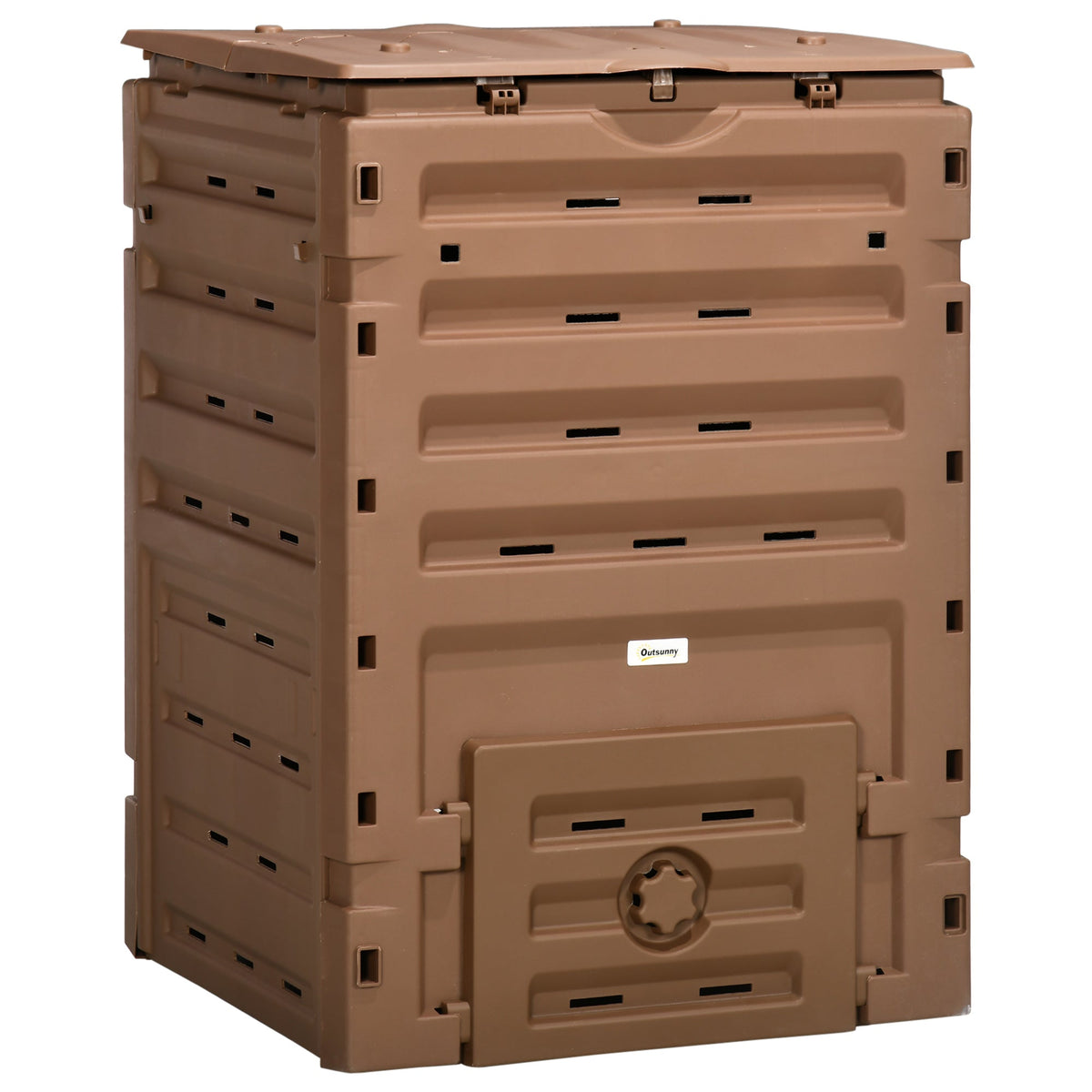 120 Gallon Compost Bin with 80 Vents & 2 Doors, Brown