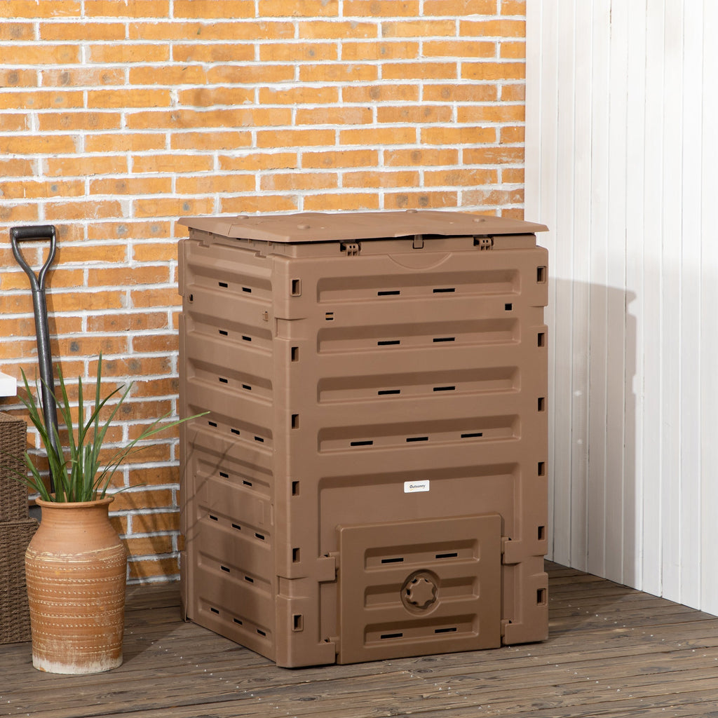 120 Gallon Compost Bin with 80 Vents & 2 Doors, Brown