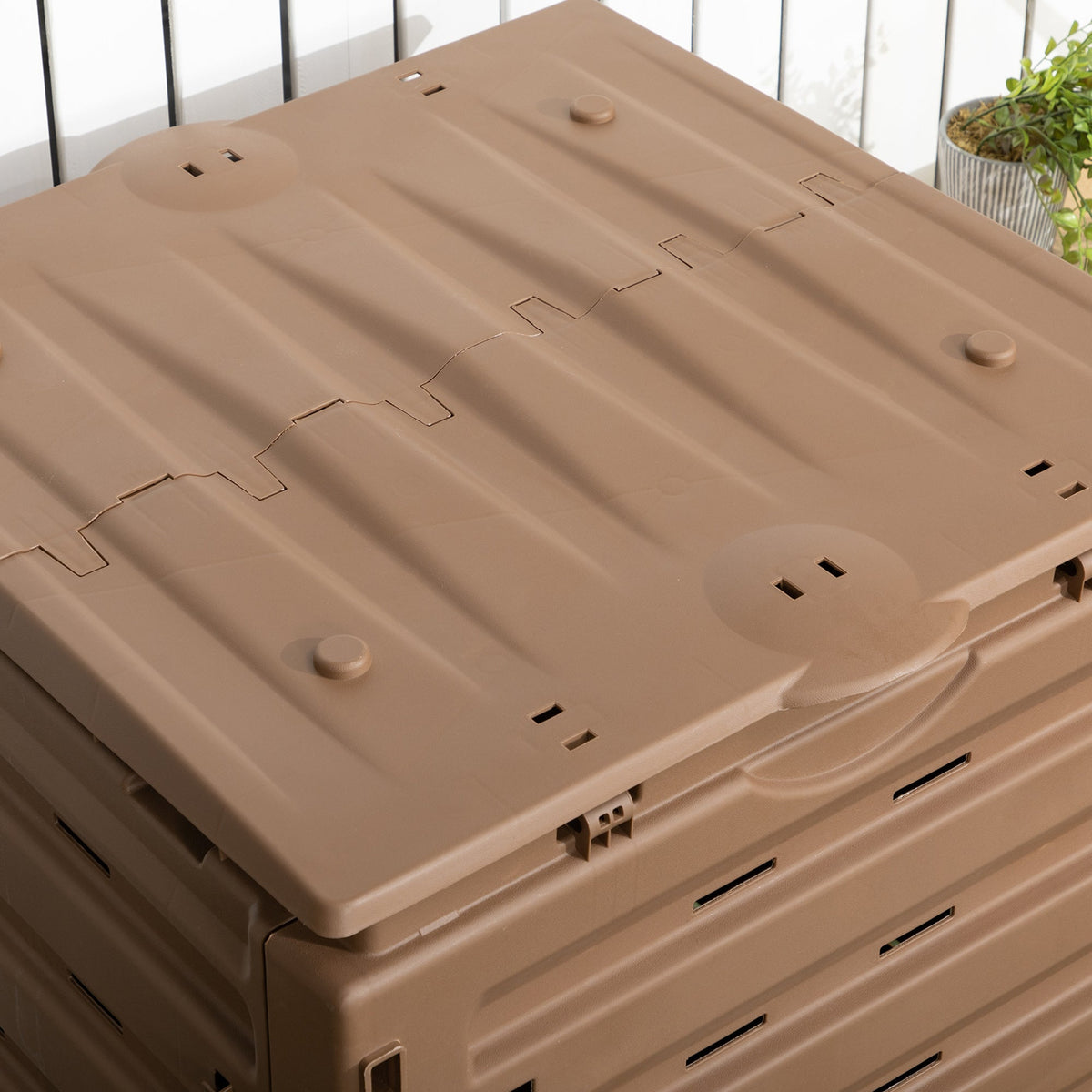 120 Gallon Compost Bin with 80 Vents & 2 Doors, Brown