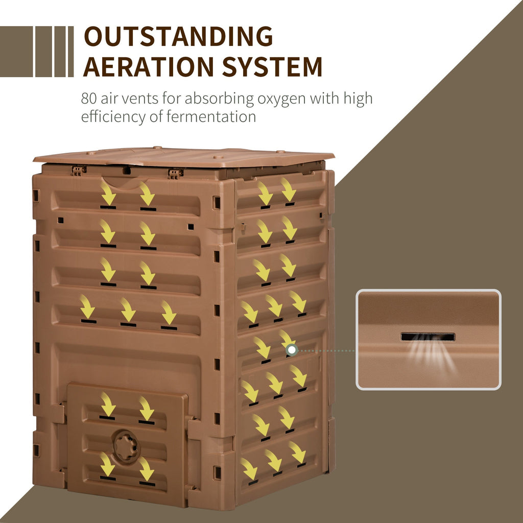 120 Gallon Compost Bin with 80 Vents & 2 Doors, Brown