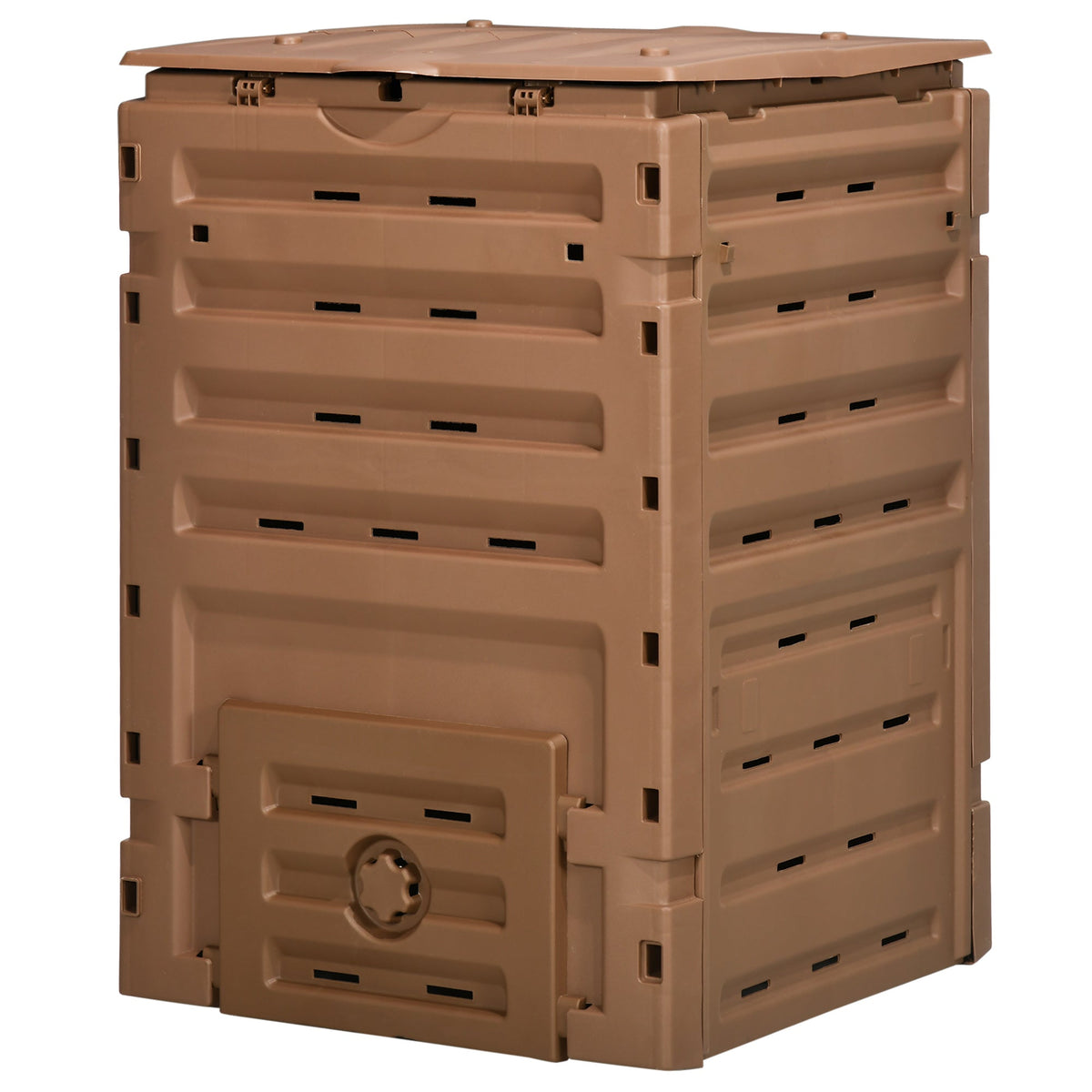 120 Gallon Compost Bin with 80 Vents & 2 Doors, Brown