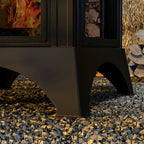 28" Fire Pit with Chimney Style, Outdoor Wood Burning Firepit w/ Spark Guard & Poker, Black