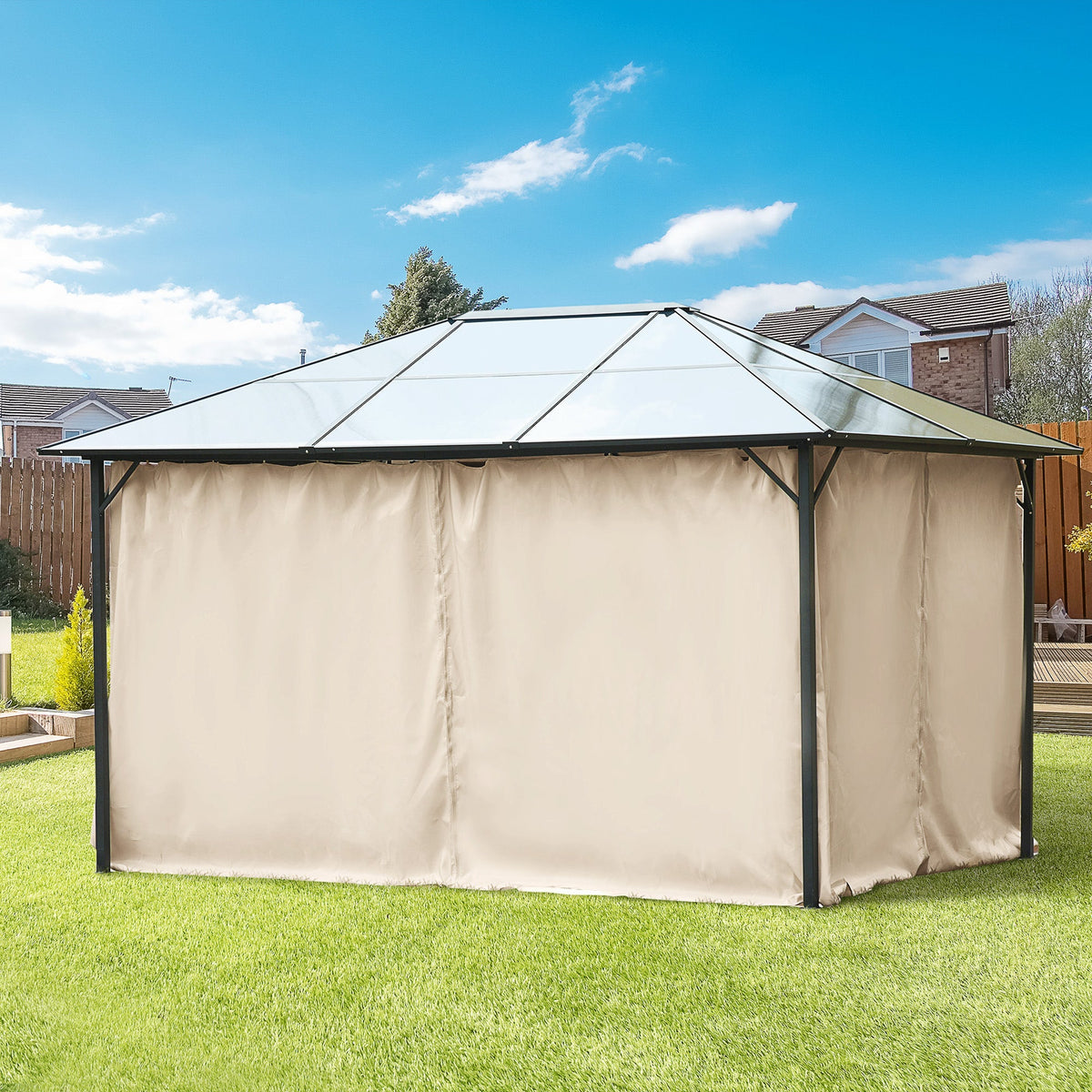 10' x 13' Universal Gazebo Sidewall Set (4 Panels) with Hooks, Beige