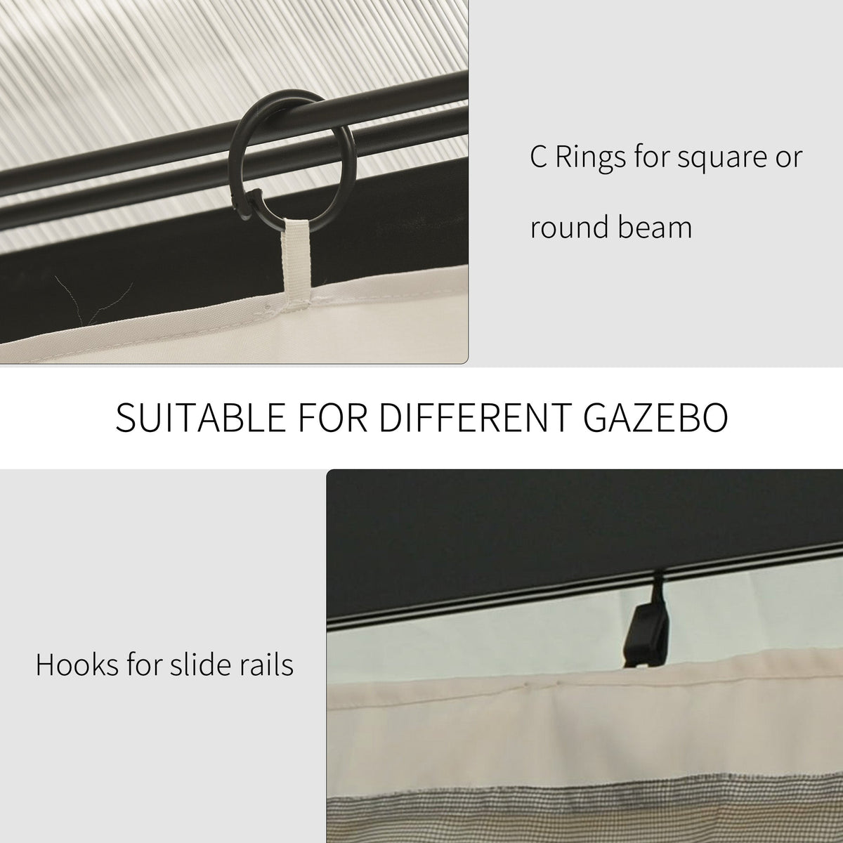 10' x 13' Universal Gazebo Sidewall Set (4 Panels) with Hooks, Beige