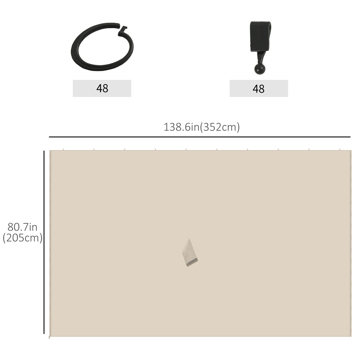 10' x 13' Universal Gazebo Sidewall Set (4 Panels) with Hooks, Beige