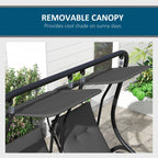 Outdoor Swing Glider with 2 Separate Seats, Removable Canopy & Cup Holders, Grey