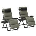 Set of 2 Zero Gravity Chairs with Cup and Phone Holder Tray, Grey