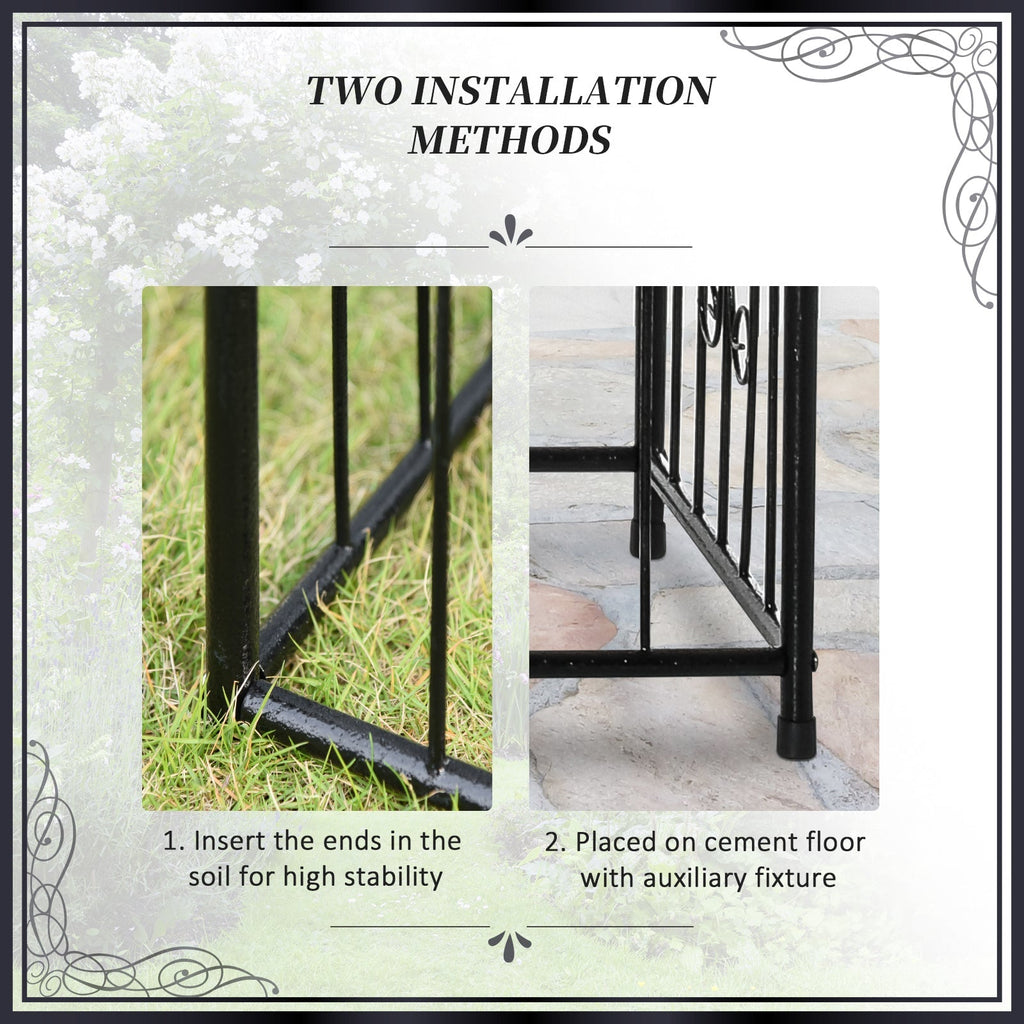Metal Garden Arbor Arch with Double Doors & 2 Side Planter Baskets, for Climbing Plants, Vine, Black