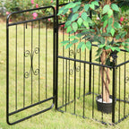 Metal Garden Arbor Arch with Double Doors & 2 Side Planter Baskets, for Climbing Plants, Vine, Black