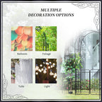 Metal Garden Arbor Arch with Double Doors & 2 Side Planter Baskets, for Climbing Plants, Vine, Black