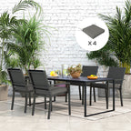 4 Piece Outdoor Seat Cushions with Ties, Water Repellent Chairs Seat Pads, Charcoal Grey