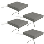 4 Piece Outdoor Seat Cushions with Ties, Water Repellent Chairs Seat Pads, Charcoal Grey