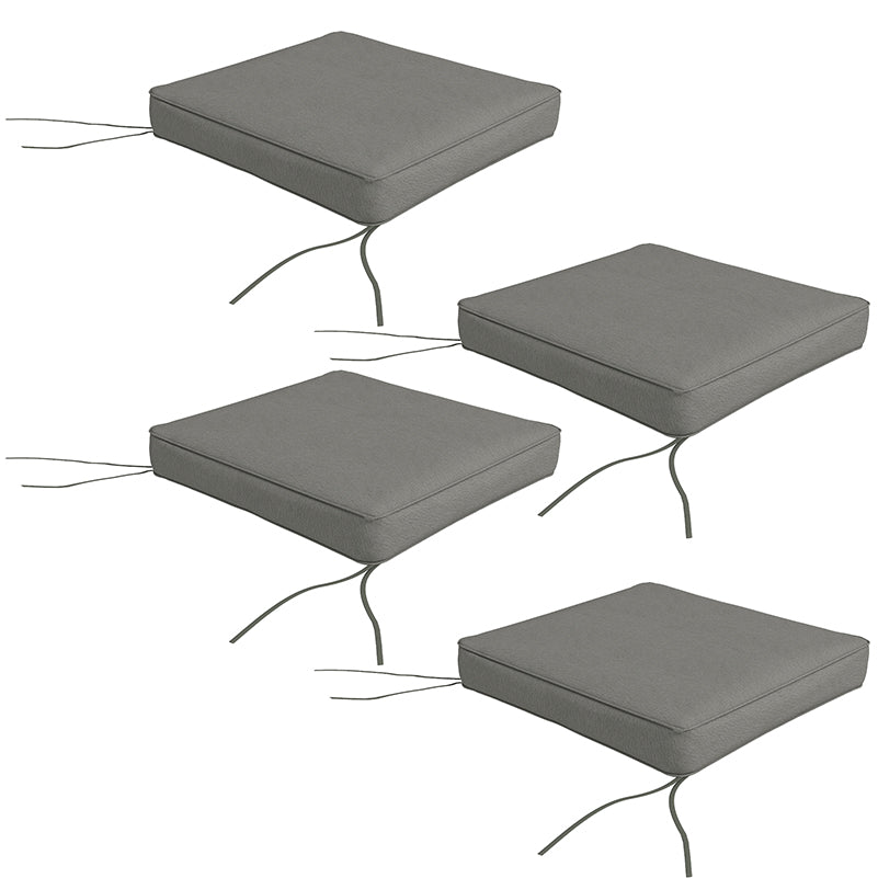 4 Piece Outdoor Seat Cushions with Ties, Water Repellent Chairs Seat Pads, Charcoal Grey