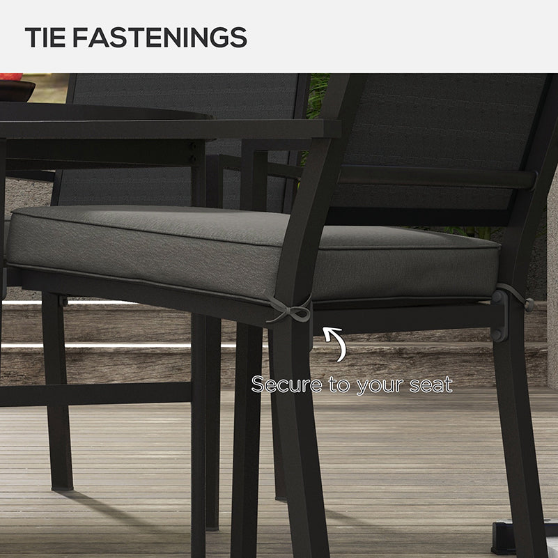 4 Piece Outdoor Seat Cushions with Ties, Water Repellent Chairs Seat Pads, Charcoal Grey