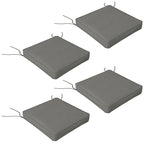 4 Piece Outdoor Seat Cushions with Ties, Water Repellent Chairs Seat Pads, Charcoal Grey