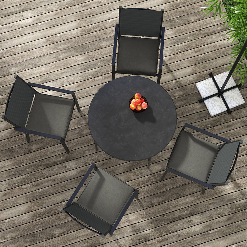 4 Piece Outdoor Seat Cushions with Ties, Water Repellent Chairs Seat Pads, Charcoal Grey