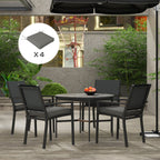 4 Piece Outdoor Seat Cushions with Ties, Water Repellent Chairs Seat Pads, Charcoal Grey