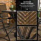 5 Pieces Wicker Patio Dining Set, Foldable Outdoor Table and Chairs, Dark Brown
