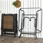 5 Pieces Wicker Patio Dining Set, Foldable Outdoor Table and Chairs, Dark Brown