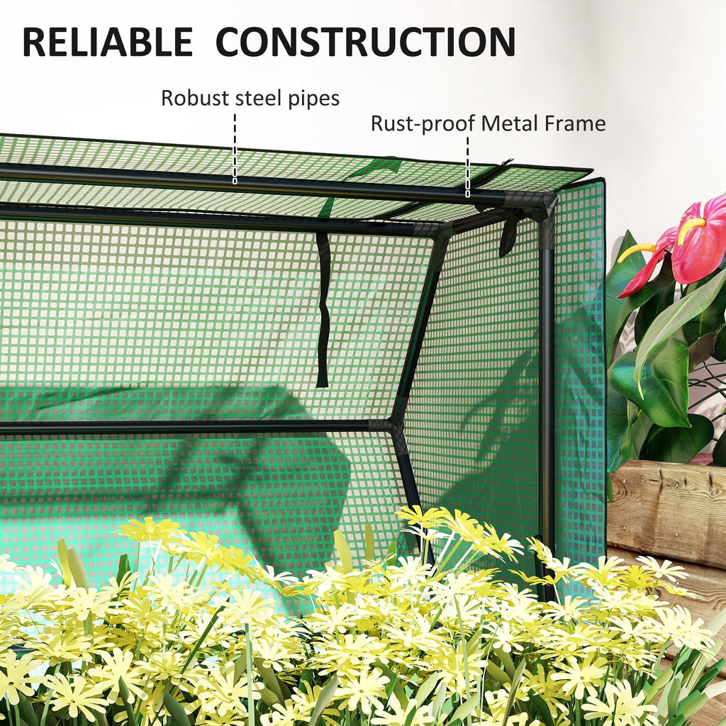 39.4" x 18.9" x 49.6" Raised Garden Bed with Flip-Up PE Greenhouse Cover & Drainage Hole, Black