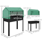 39.4" x 18.9" x 49.6" Raised Garden Bed with Flip-Up PE Greenhouse Cover & Drainage Hole, Black