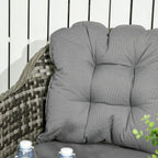 4 Pieces Patio Wicker Sofa Set w/ Tempered Glass Top Table, Loveseat & Armchairs, Grey