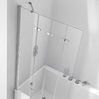 Aquaglass 6mm Frameless Bath Screen with 4 Folding Panels - 1500mm x 965mm - Aqua