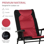 Patio Folding Rocking Chair Set of 2 Padded Rockers with Armrest & Headrest, Red & Black