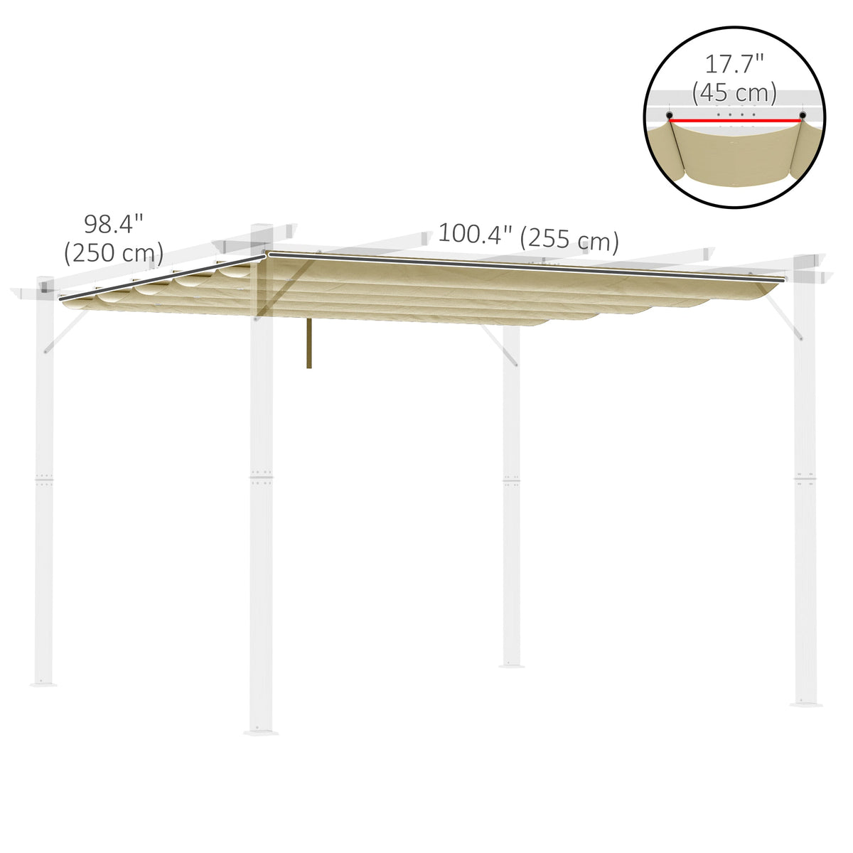 Retractable Replacement Pergola Canopy for 10' x 10' Pergola, Beige