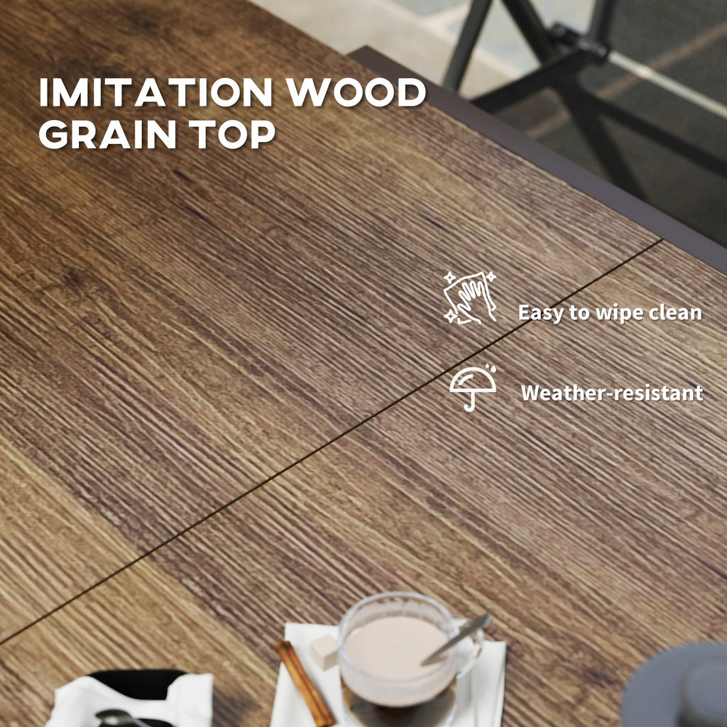 63"-94.5" Extendable Patio Dining Table with Aluminium Edging for 6-8 Person, Brown