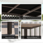 63"-94.5" Extendable Patio Dining Table with Aluminium Edging for 6-8 Person, Brown