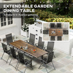 63"-94.5" Extendable Patio Dining Table with Aluminium Edging for 6-8 Person, Brown