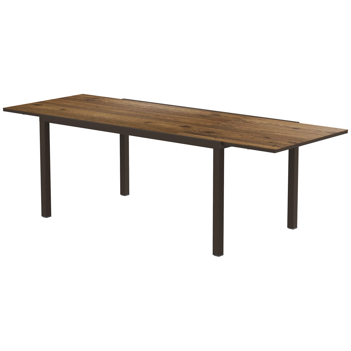 63"-94.5" Extendable Patio Dining Table with Aluminium Edging for 6-8 Person, Brown