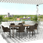 63"-94.5" Extendable Patio Dining Table with Aluminium Edging for 6-8 Person, Brown