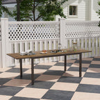 63"-94.5" Extendable Patio Dining Table with Aluminium Edging for 6-8 Person, Brown