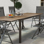 63"-94.5" Extendable Patio Dining Table with Aluminium Edging for 6-8 Person, Brown