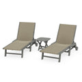 3 - Piece Coastal Woven Chaise with Wheels Chaise Lounge Set