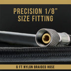 Essential Accessories Kit with 6 ft. Braided Airbrush Hose, Mini Inline Filter, Quick Disconnect, Airflow Adjustment Couplers, and
