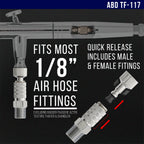 Essential Accessories Kit with 6 ft. Braided Airbrush Hose, Mini Inline Filter, Quick Disconnect, Airflow Adjustment Couplers, and