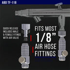 Essential Accessories Kit with 6 ft. Braided Airbrush Hose, Mini Inline Filter, Quick Disconnect, Airflow Adjustment Couplers, and