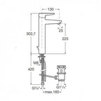 Esmai Chrome Extended Basin Mixer Tap With Pop-Up Waste