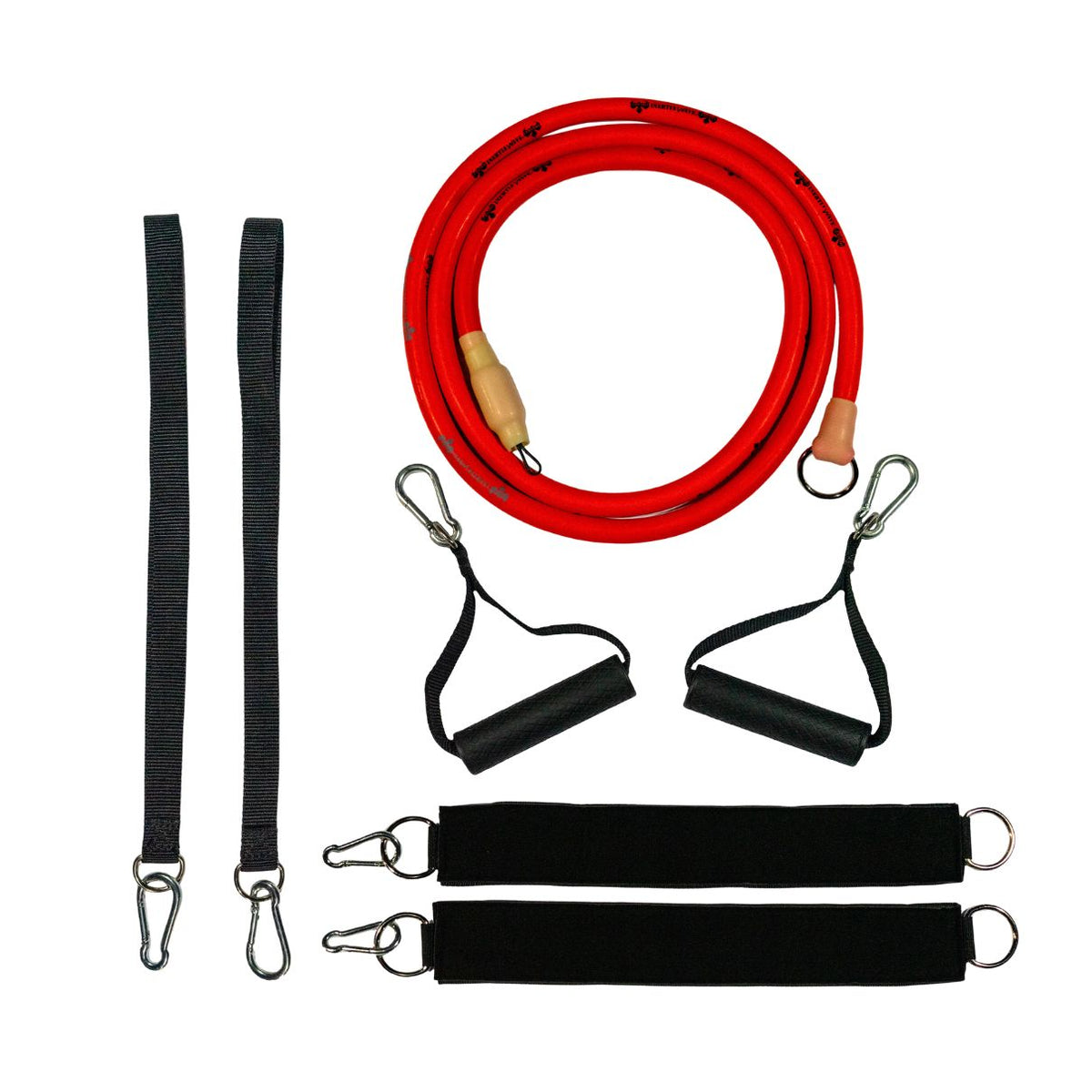 Inertia Wave STRONG red tubes and black straps laid out