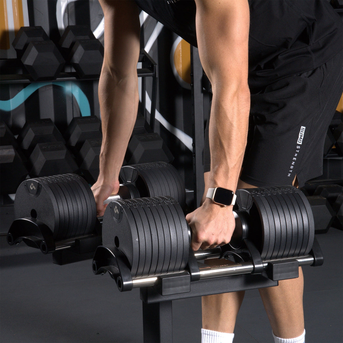 2x32kg Adjustable Dumbbell Set + Stand