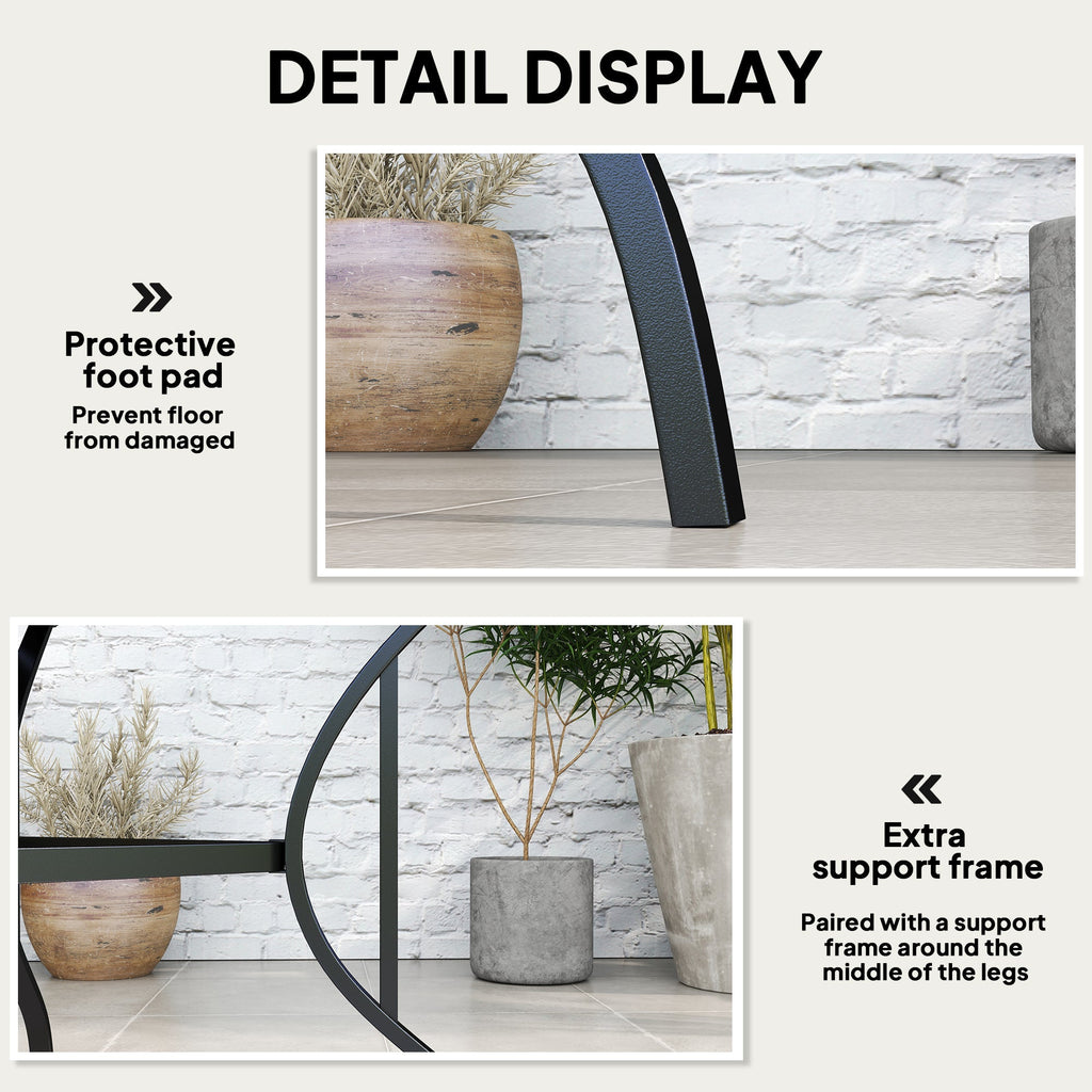 Outdoor Patio Table for 4, Square Garden Table w/ Parasol Hole & Slatted Metal Top, Black